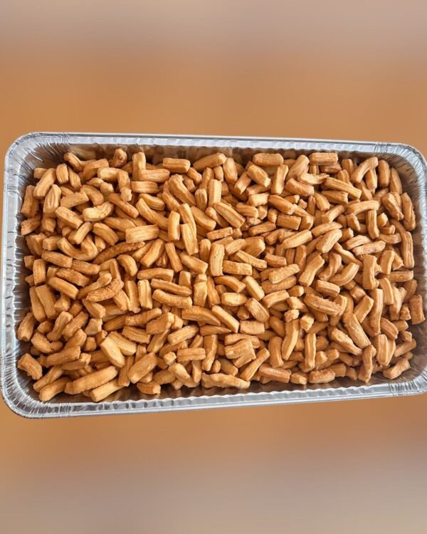 Large tray of chin chin snacks from Tasti Nibbles, ideal for parties and celebrations.